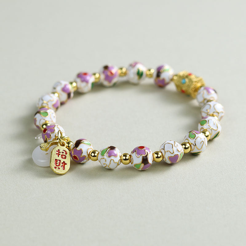 Ethnic Style Crystal Bracelet For Unisex In Purple Featuring Cloisonne Alloy Craftsmanship