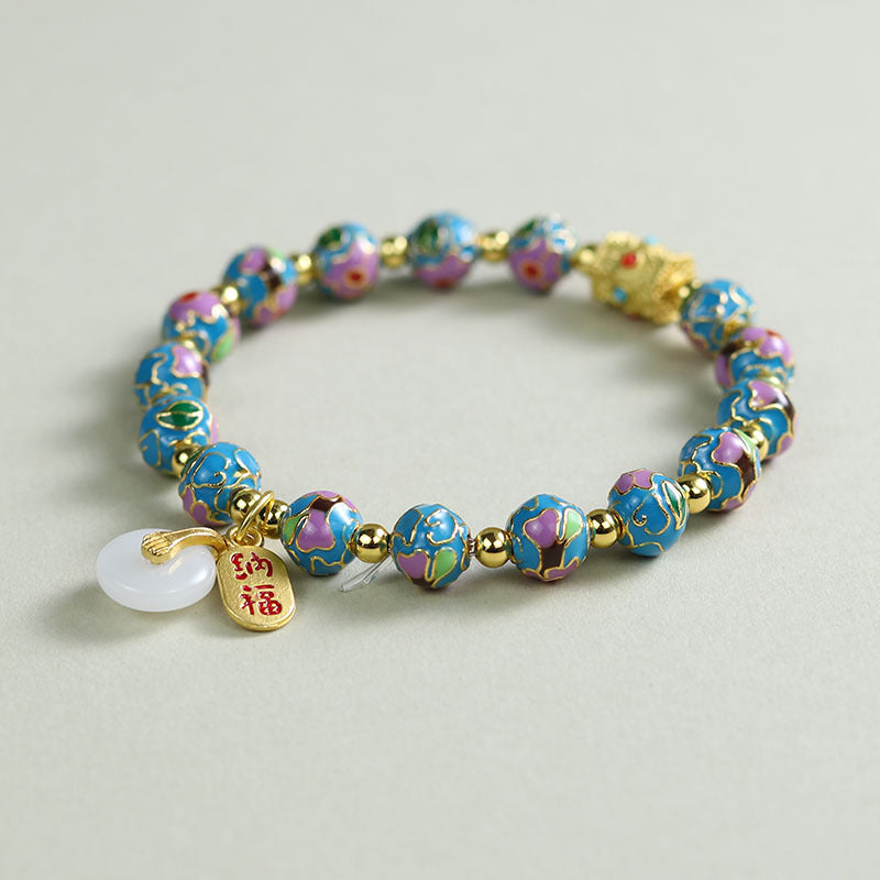 Ethnic Style Crystal Bracelet For Unisex In Purple Featuring Cloisonne Alloy Craftsmanship