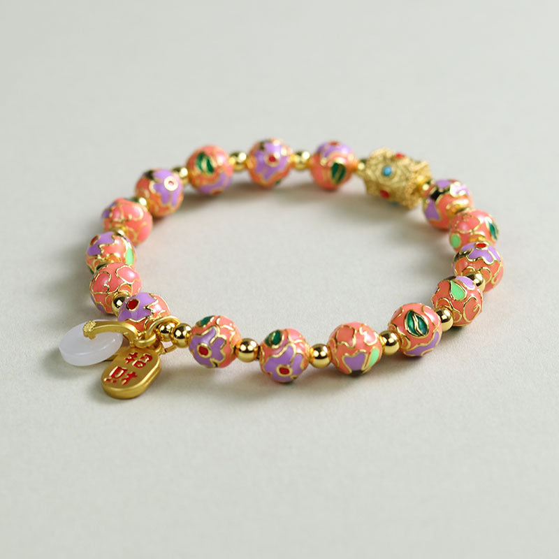 Ethnic Style Crystal Bracelet For Unisex In Purple Featuring Cloisonne Alloy Craftsmanship