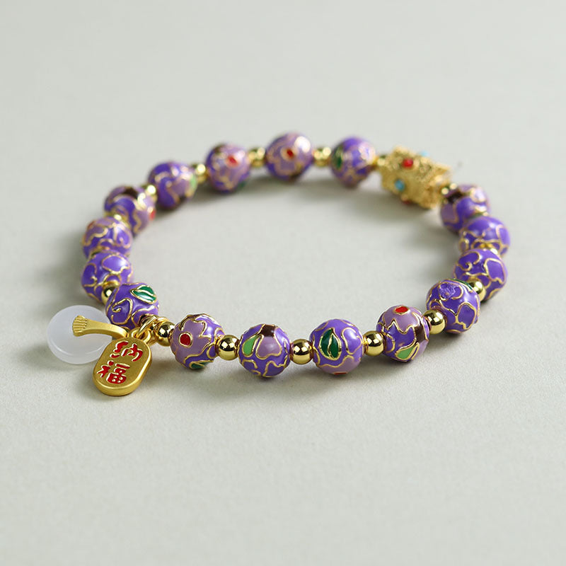 Ethnic Style Crystal Bracelet For Unisex In Purple Featuring Cloisonne Alloy Craftsmanship