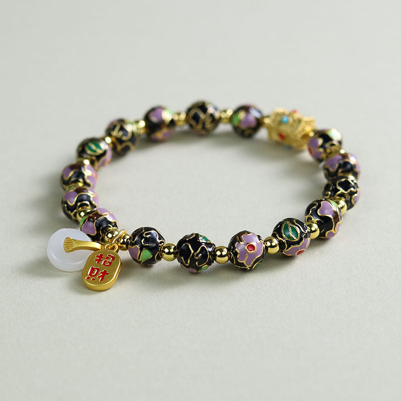 Ethnic Style Crystal Bracelet For Unisex In Purple Featuring Cloisonne Alloy Craftsmanship