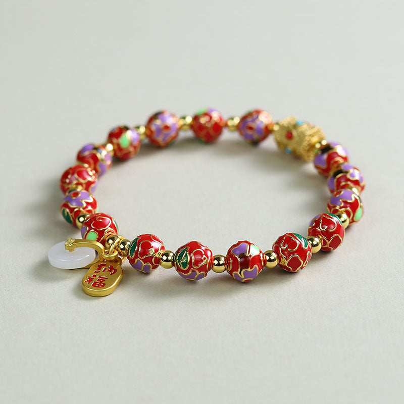 Ethnic Style Crystal Bracelet For Unisex In Purple Featuring Cloisonne Alloy Craftsmanship