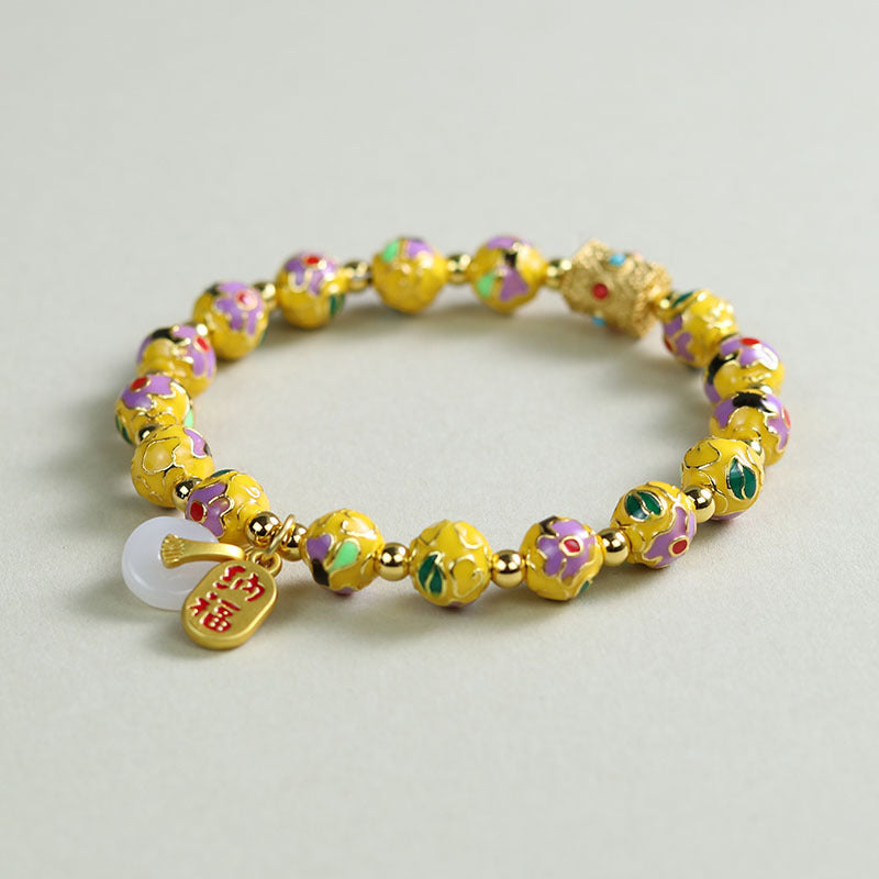 Ethnic Style Crystal Bracelet For Unisex In Purple Featuring Cloisonne Alloy Craftsmanship
