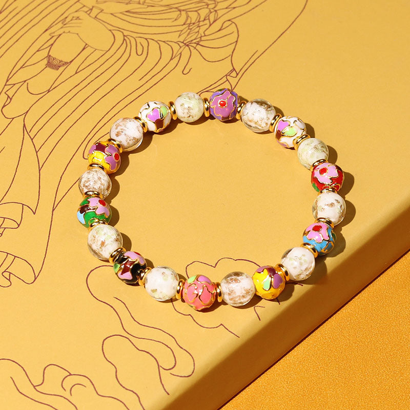 Ethnic Style Crystal Bracelet For Unisex In Purple Featuring Cloisonne Alloy Craftsmanship