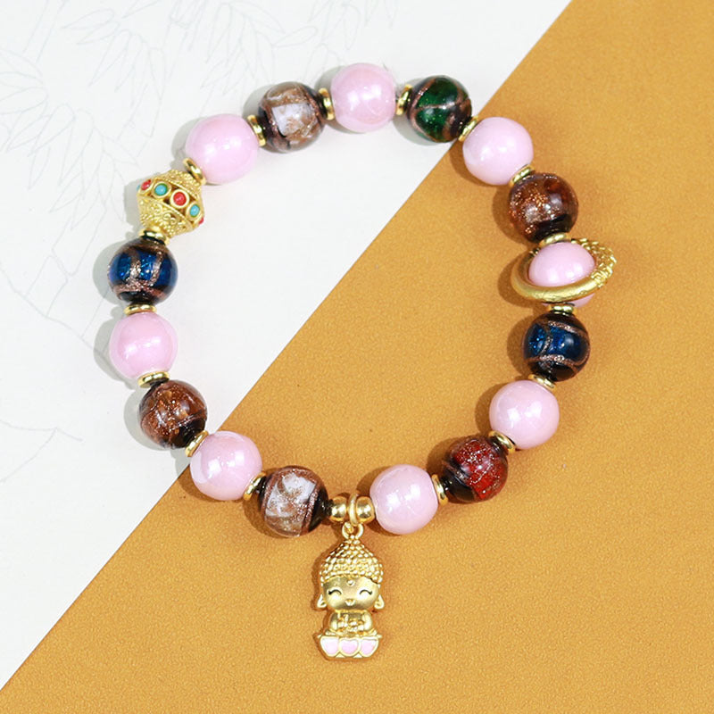 Ethnic Style Crystal Bracelet For Unisex In Purple Featuring Cloisonne Alloy Craftsmanship