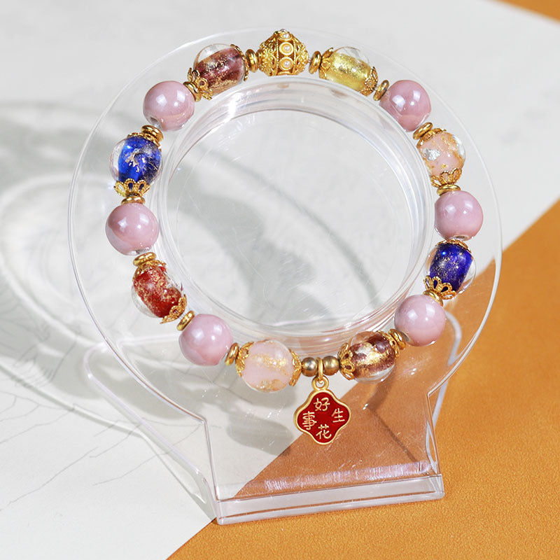 Ethnic Style Crystal Bracelet For Unisex In Purple Featuring Cloisonne Alloy Craftsmanship