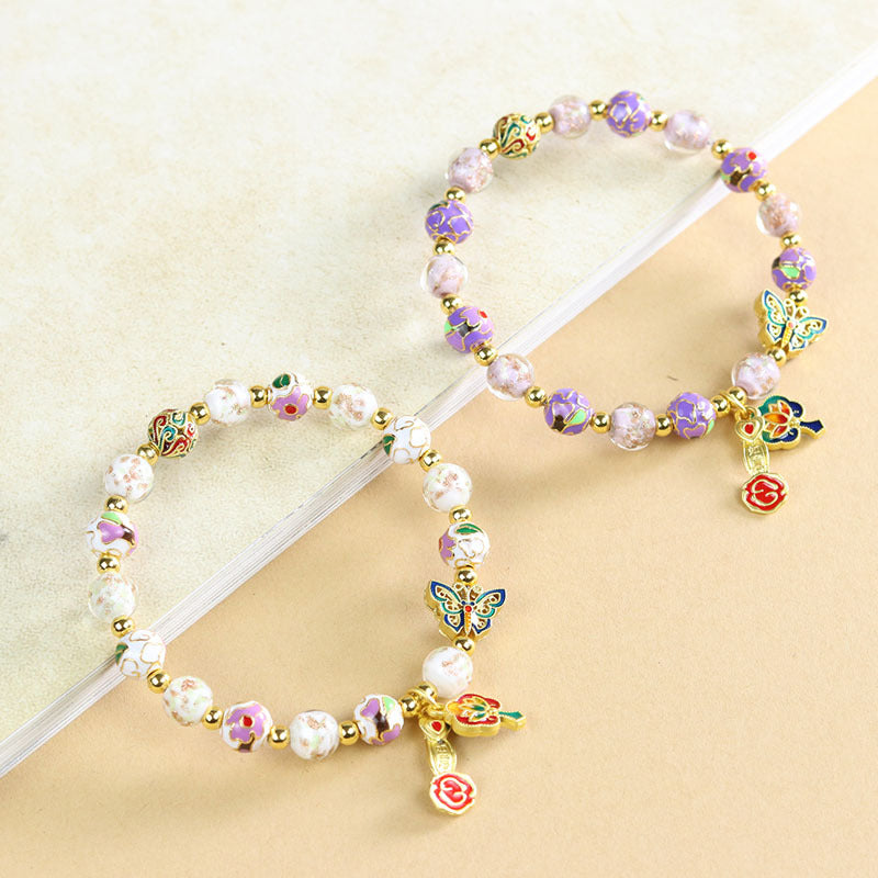 Ethnic Style Crystal Bracelet For Unisex In Purple Featuring Cloisonne Alloy Craftsmanship