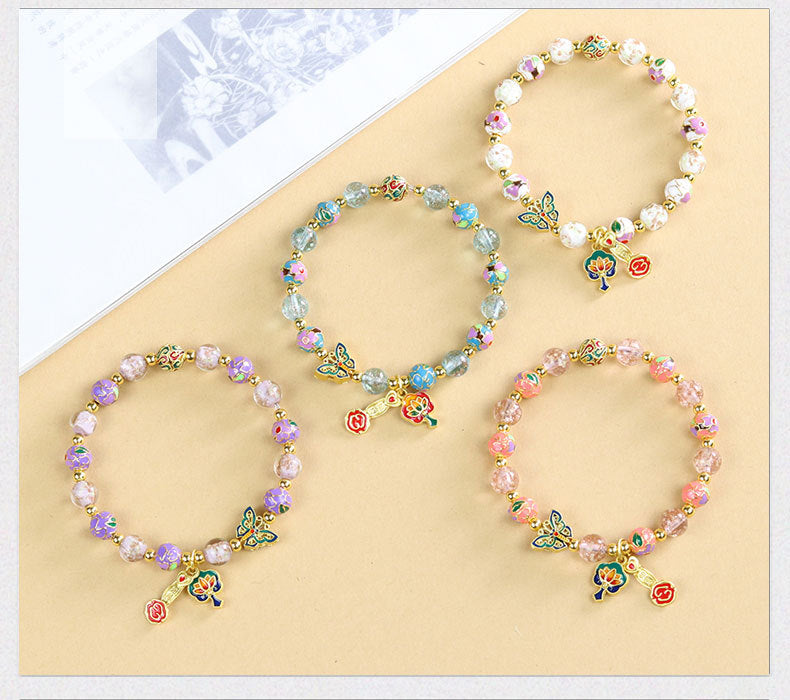 Ethnic Style Crystal Bracelet For Unisex In Purple Featuring Cloisonne Alloy Craftsmanship