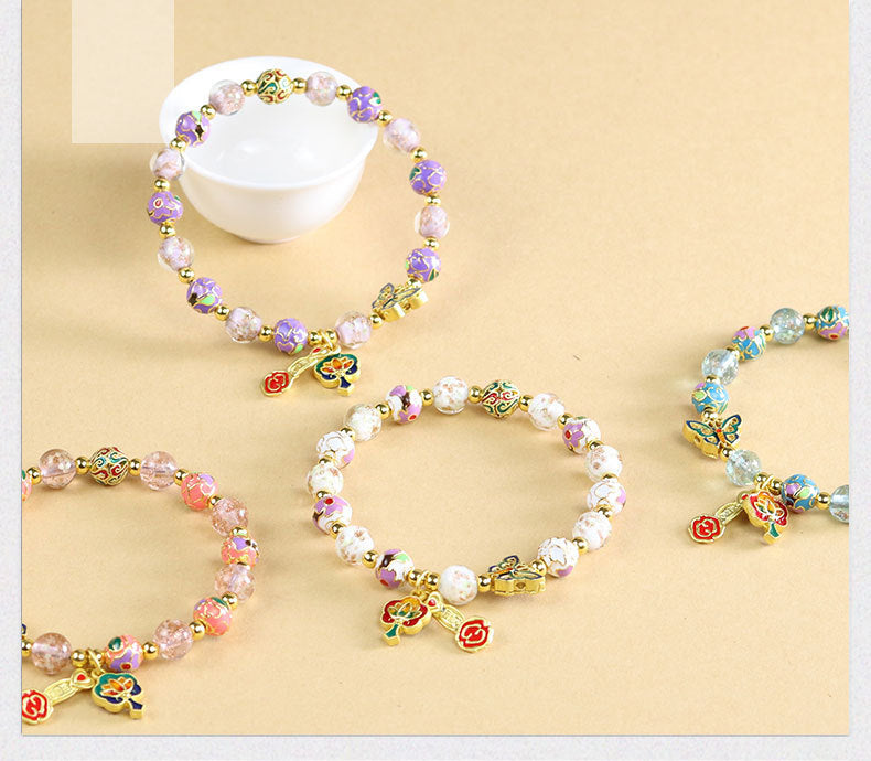 Ethnic Style Crystal Bracelet For Unisex In Purple Featuring Cloisonne Alloy Craftsmanship