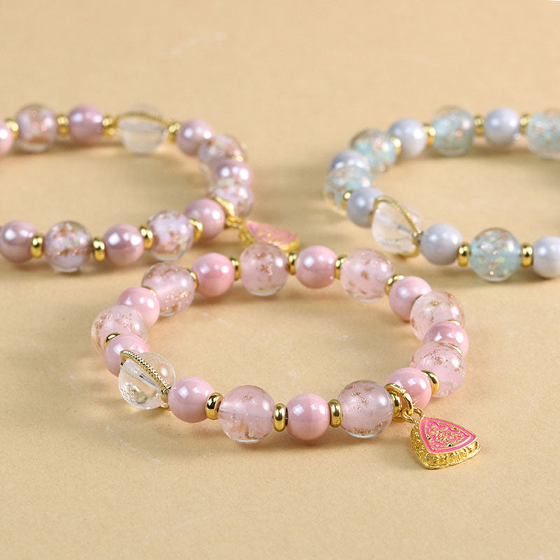 Handmade Glass Chinese Character Bracelet For Unisex In Purple