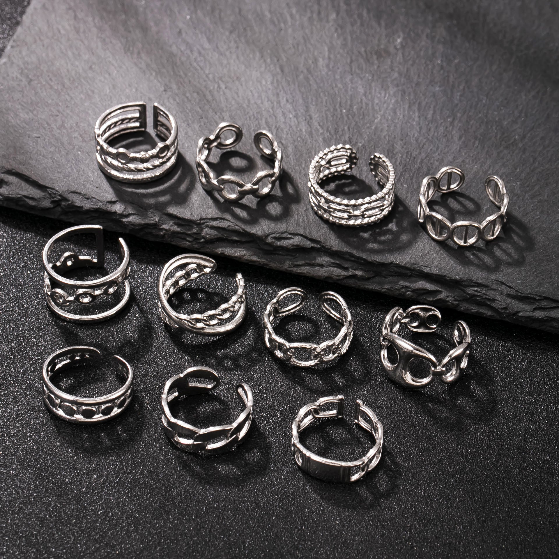 Men's Simple Style Round Open Rings In Steel Color, Made Of Durable Titanium Steel For  Spring And Summer