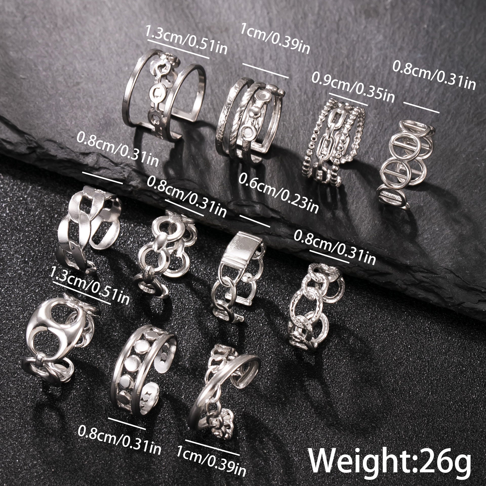 Men's Simple Style Round Open Rings In Steel Color, Made Of Durable Titanium Steel For  Spring And Summer