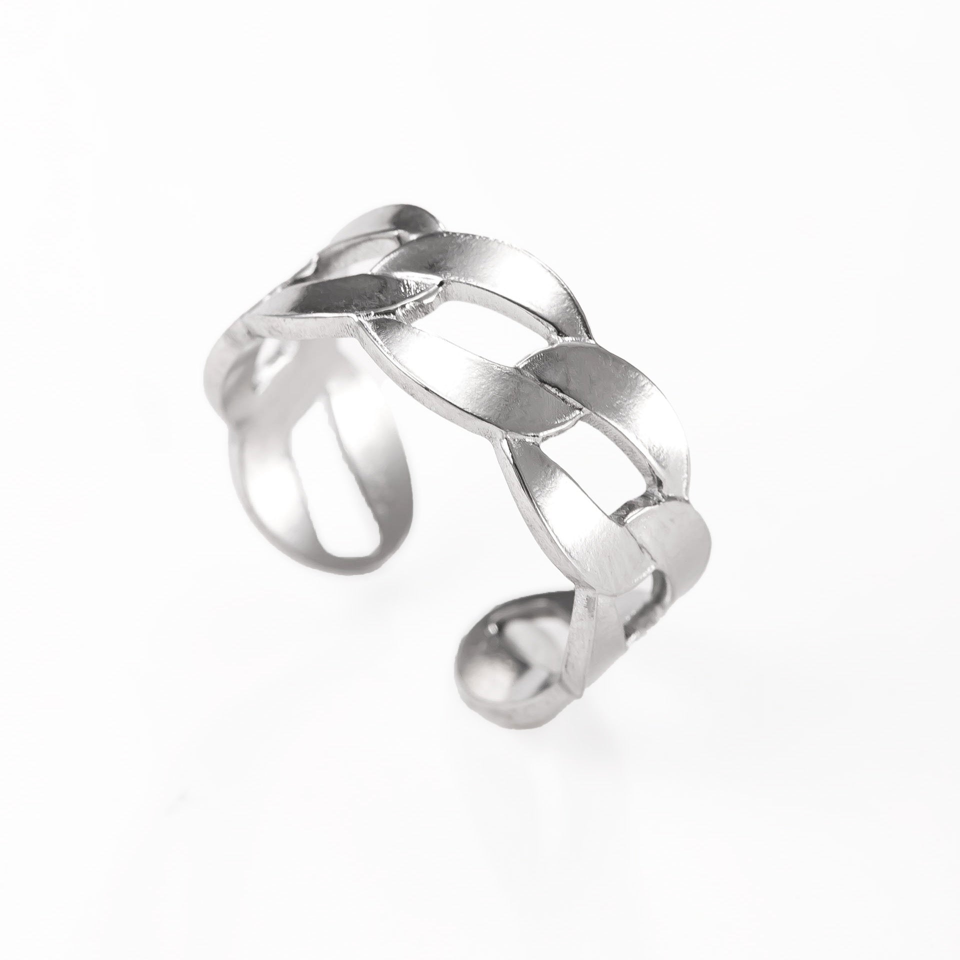 Men's Simple Style Round Open Rings In Steel Color, Made Of Durable Titanium Steel For  Spring And Summer