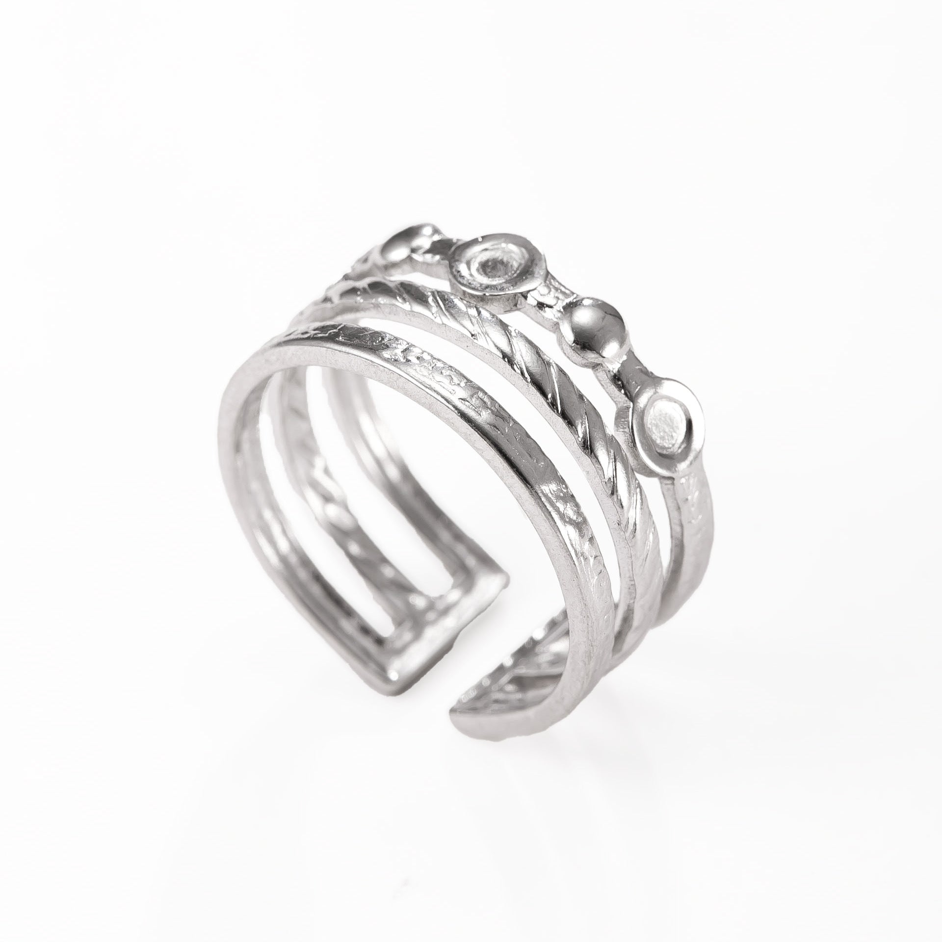 Men's Simple Style Round Open Rings In Steel Color, Made Of Durable Titanium Steel For  Spring And Summer