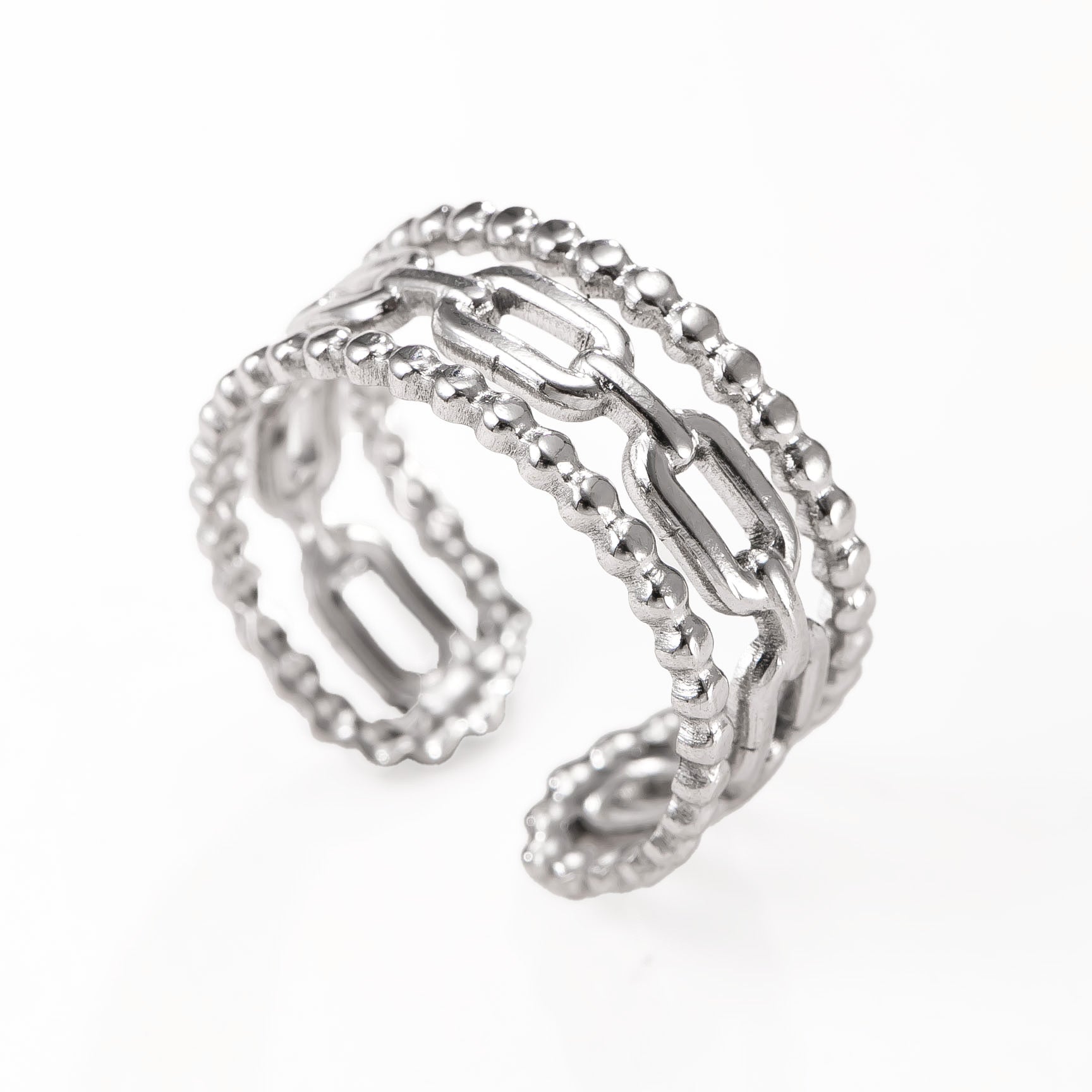 Men's Simple Style Round Open Rings In Steel Color, Made Of Durable Titanium Steel For  Spring And Summer