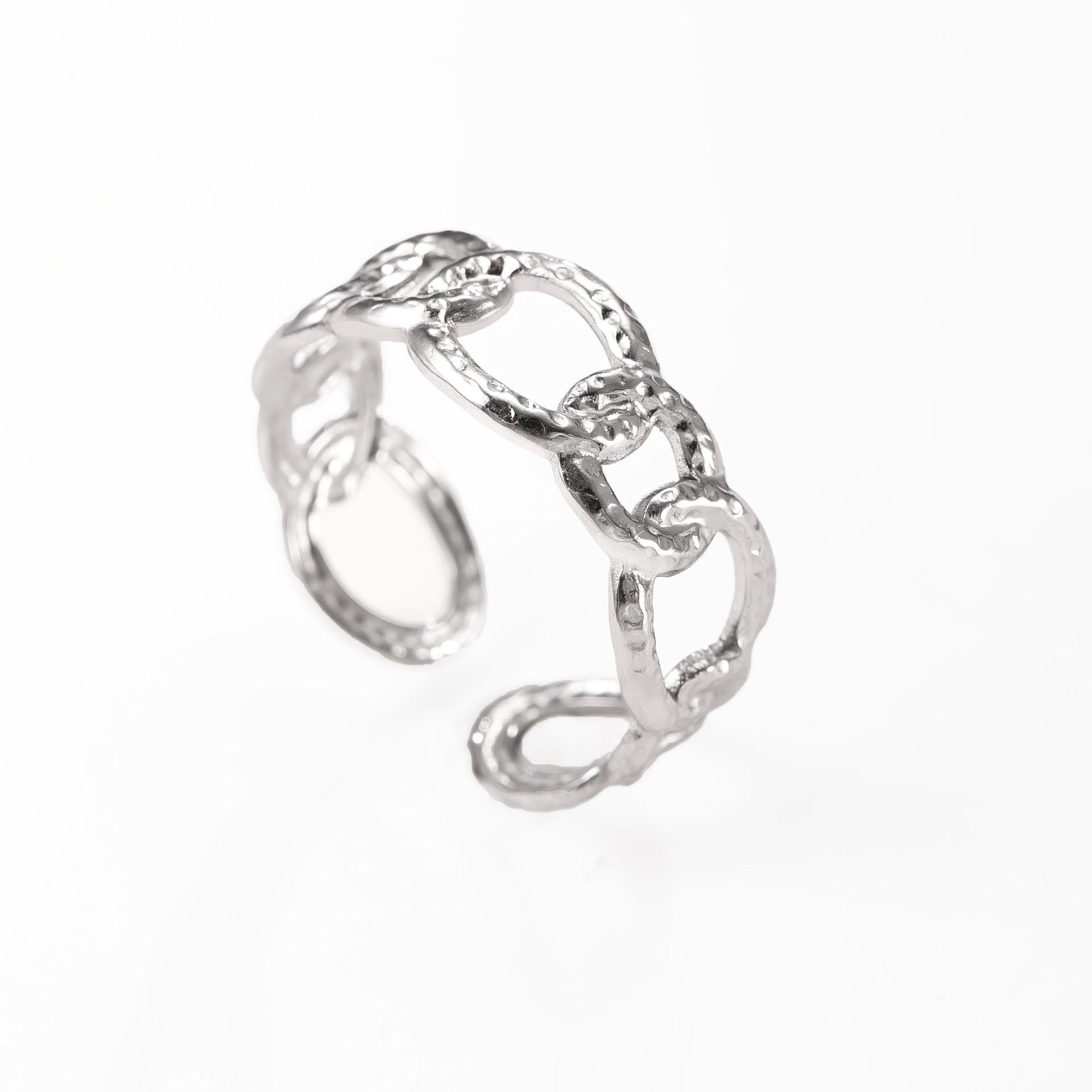 Men's Simple Style Round Open Rings In Steel Color, Made Of Durable Titanium Steel For  Spring And Summer
