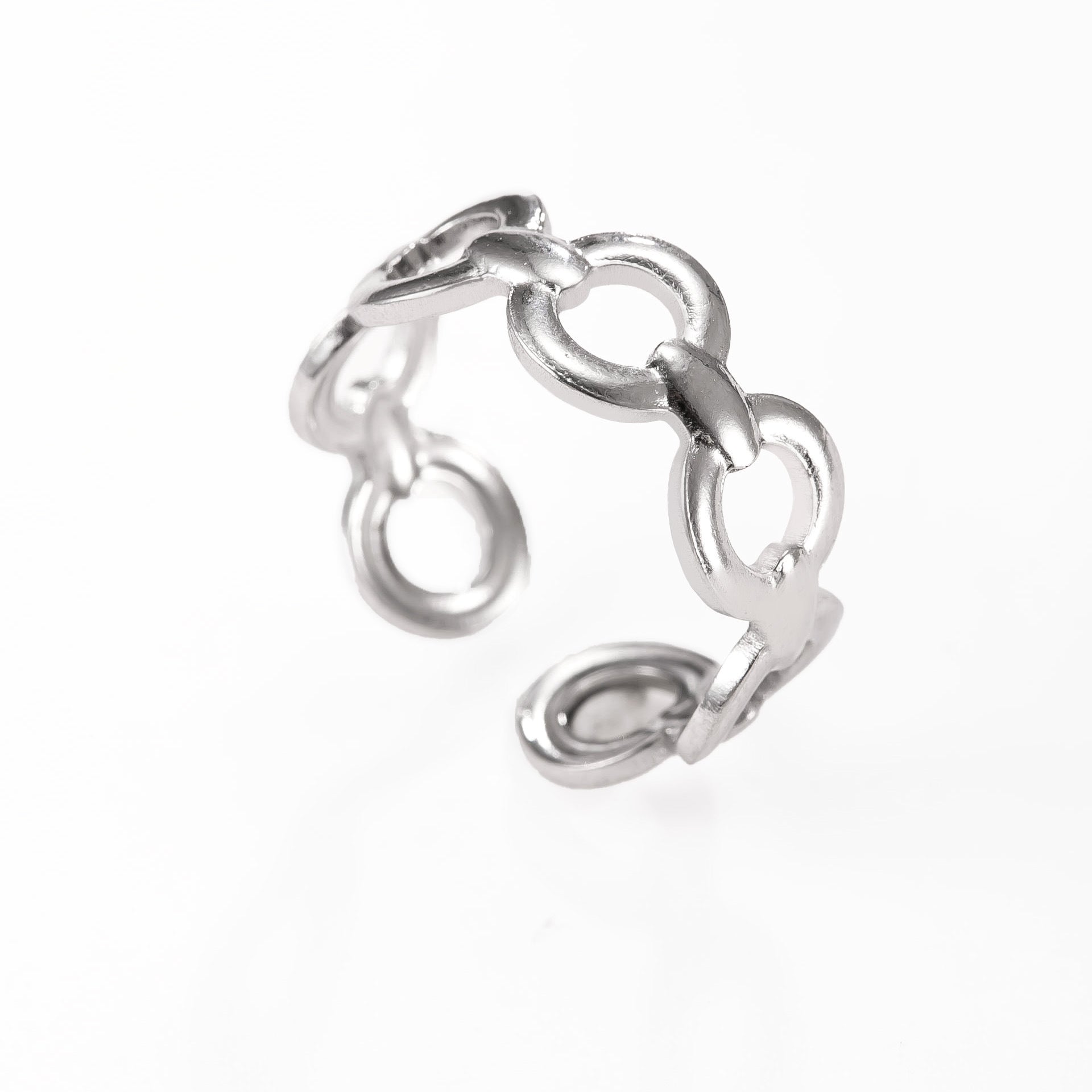 Men's Simple Style Round Open Rings In Steel Color, Made Of Durable Titanium Steel For  Spring And Summer