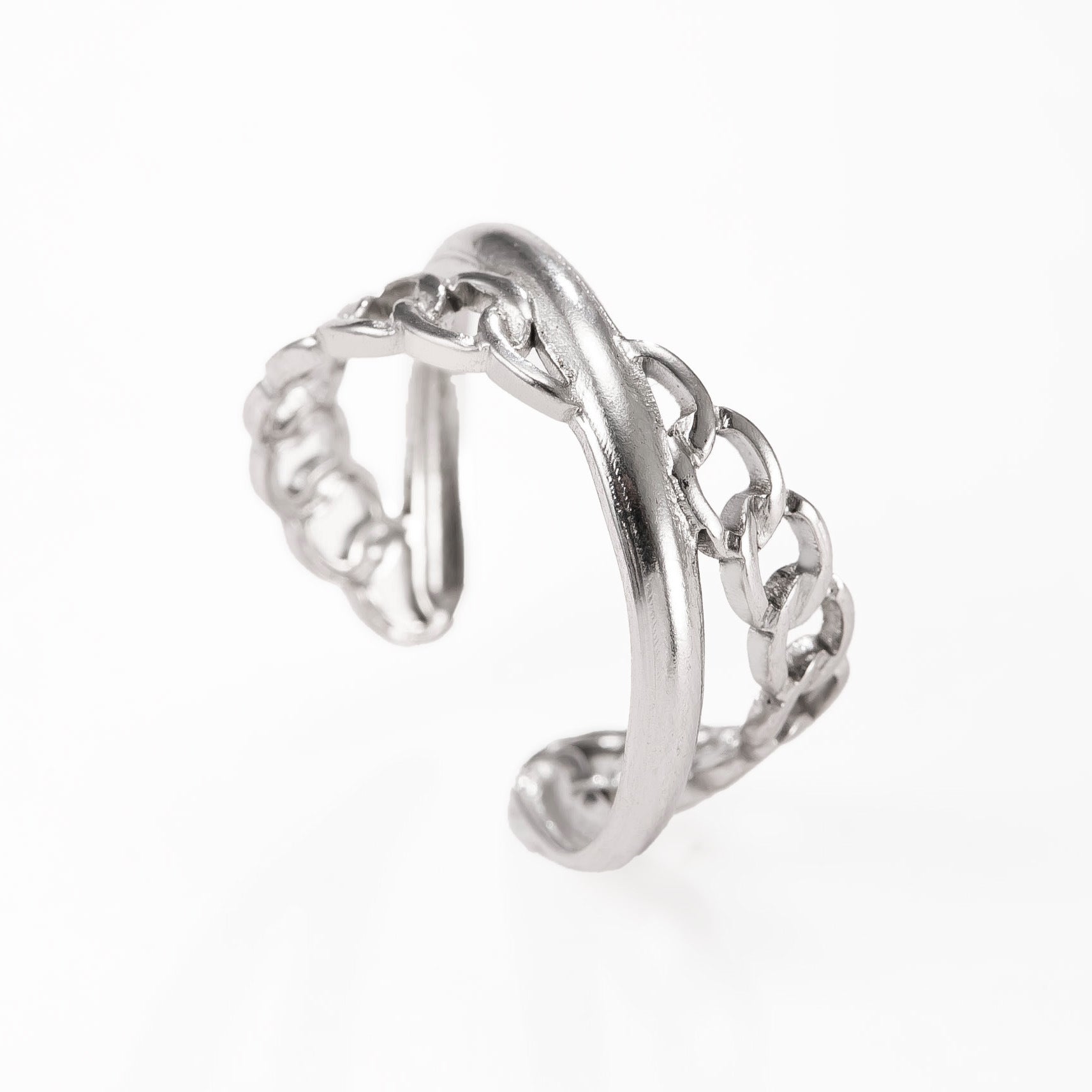Men's Simple Style Round Open Rings In Steel Color, Made Of Durable Titanium Steel For  Spring And Summer