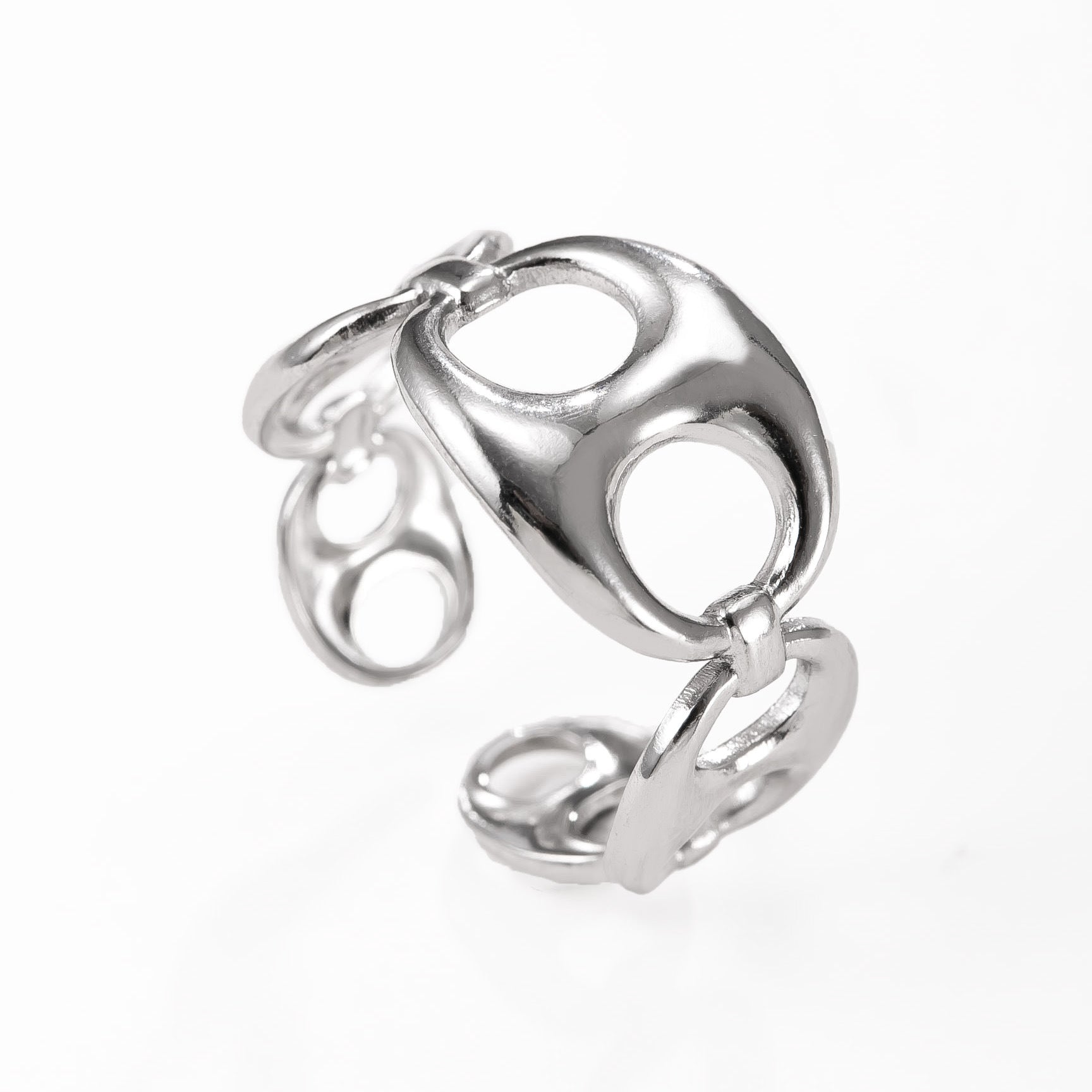 Men's Simple Style Round Open Rings In Steel Color, Made Of Durable Titanium Steel For  Spring And Summer