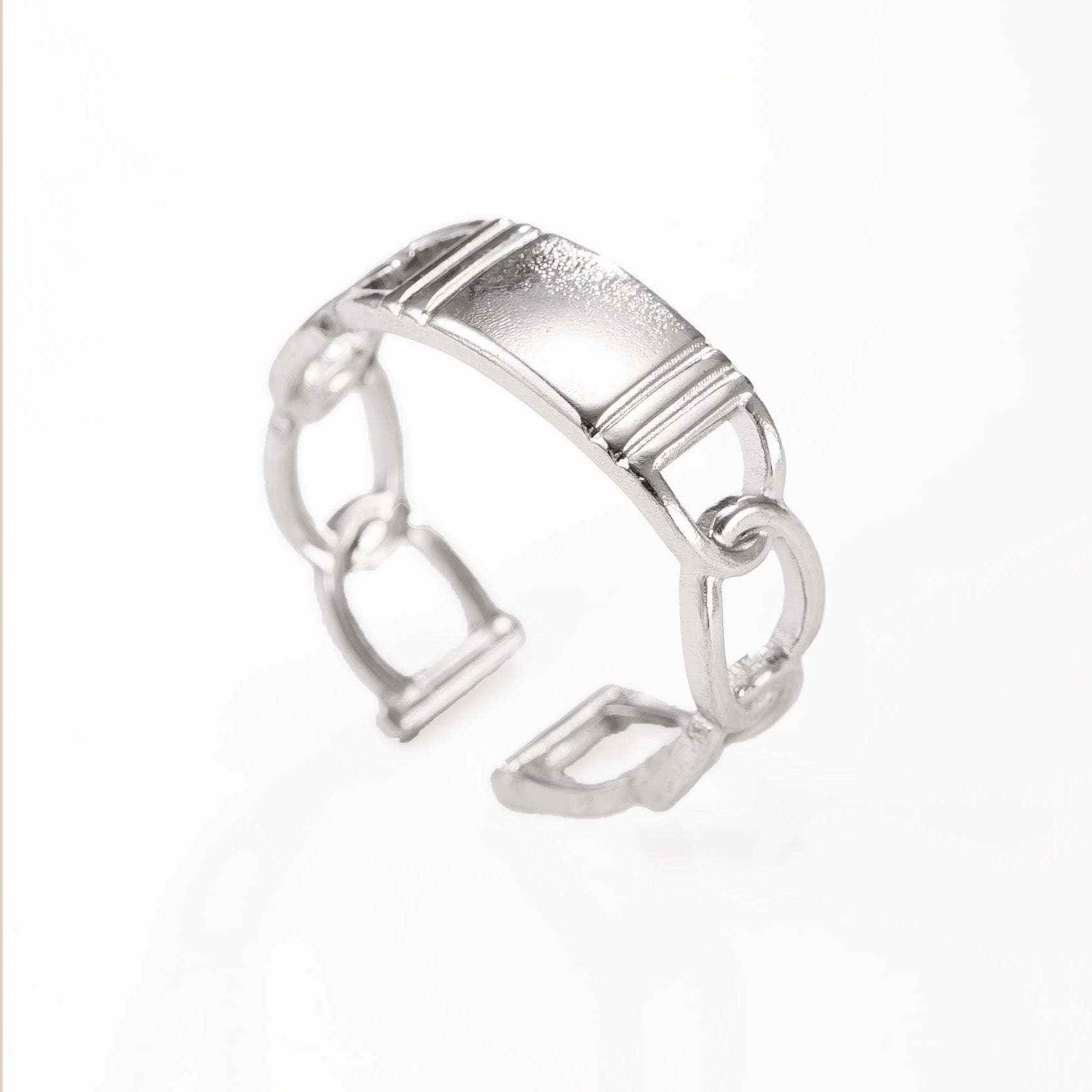 Men's Simple Style Round Open Rings In Steel Color, Made Of Durable Titanium Steel For  Spring And Summer