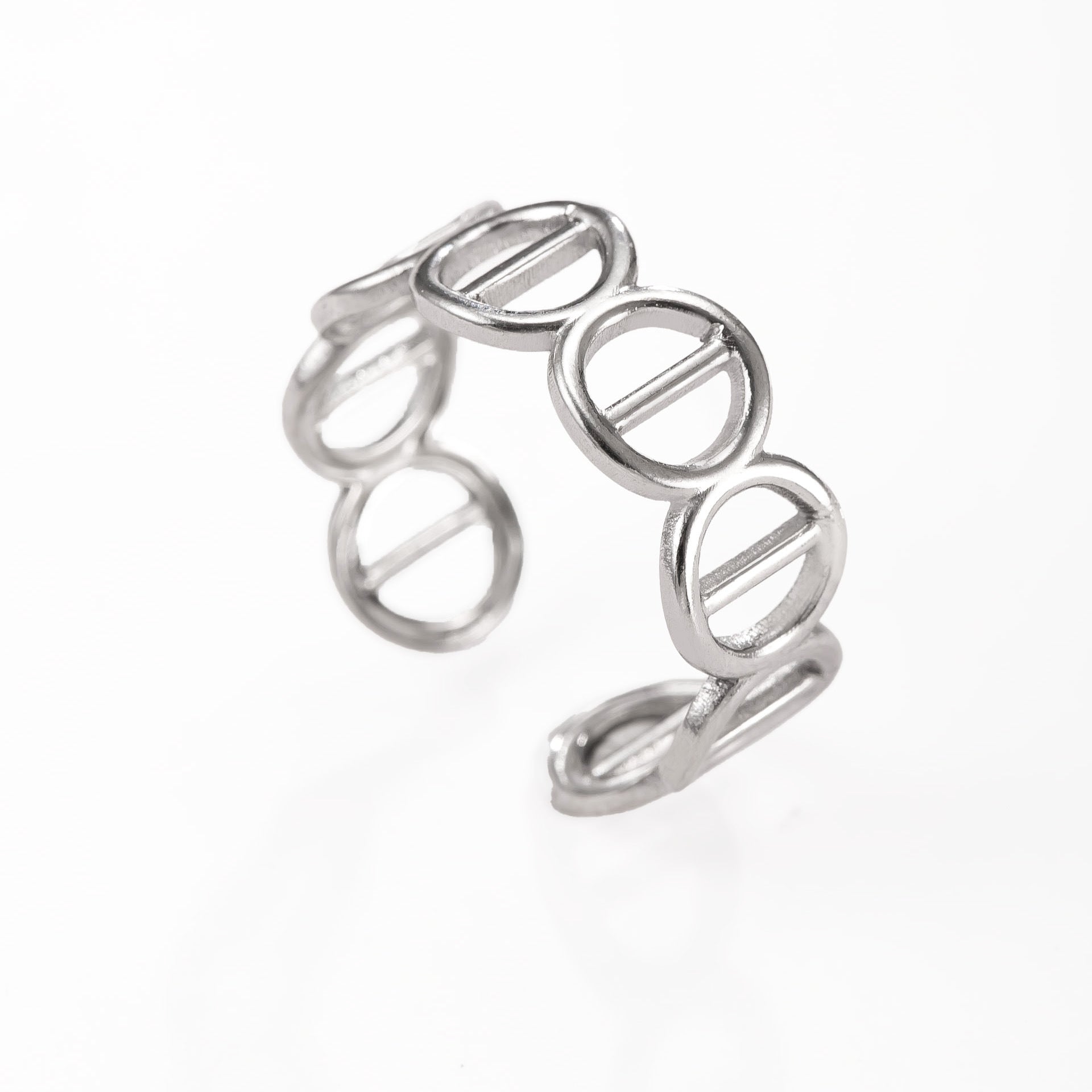 Men's Simple Style Round Open Rings In Steel Color, Made Of Durable Titanium Steel For  Spring And Summer