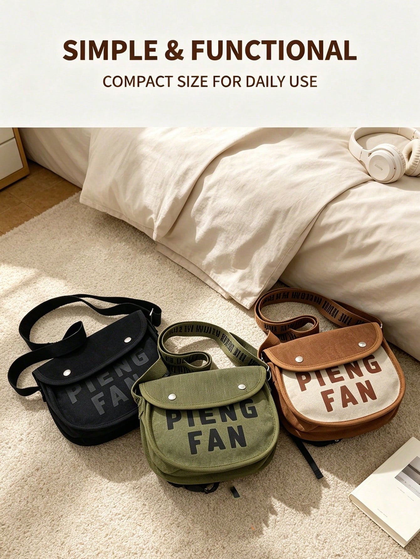 Men's Polyester Crossbody Bag With Single Shoulder Strap In Semicircle Shape, Suitable For All Seasons