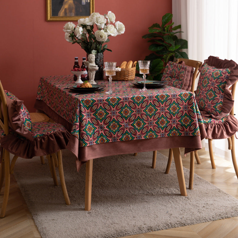 Bohemian Geometric Polyester Tablecloth For Dining Table, Stylish And Durable Home Textile Decor