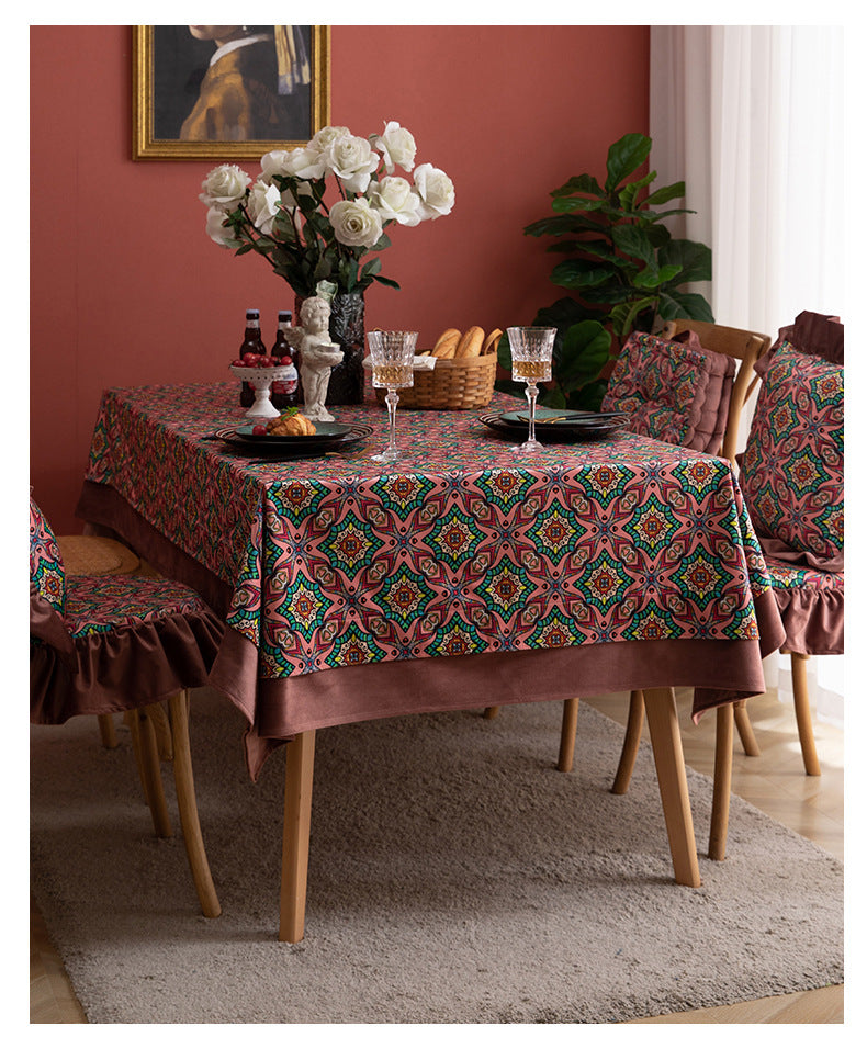 Bohemian Geometric Polyester Tablecloth For Dining Table, Stylish And Durable Home Textile Decor