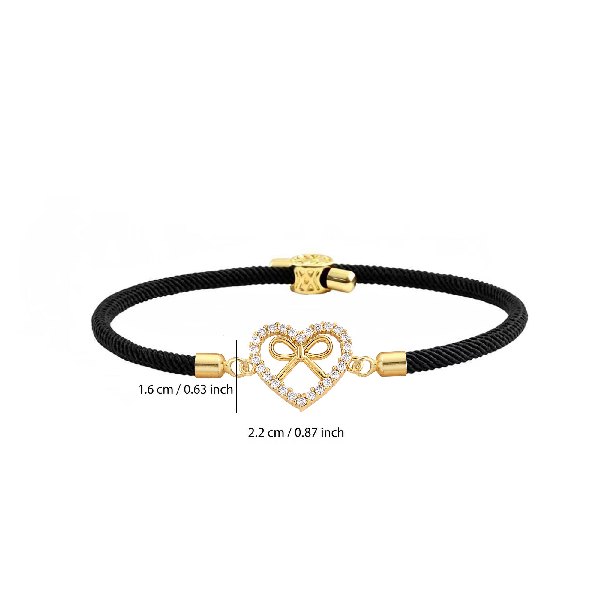 Heart Shape Braid Drawstring Bracelet For Women In White Nylon With Zircon Inlay And Cord String, Simple Style