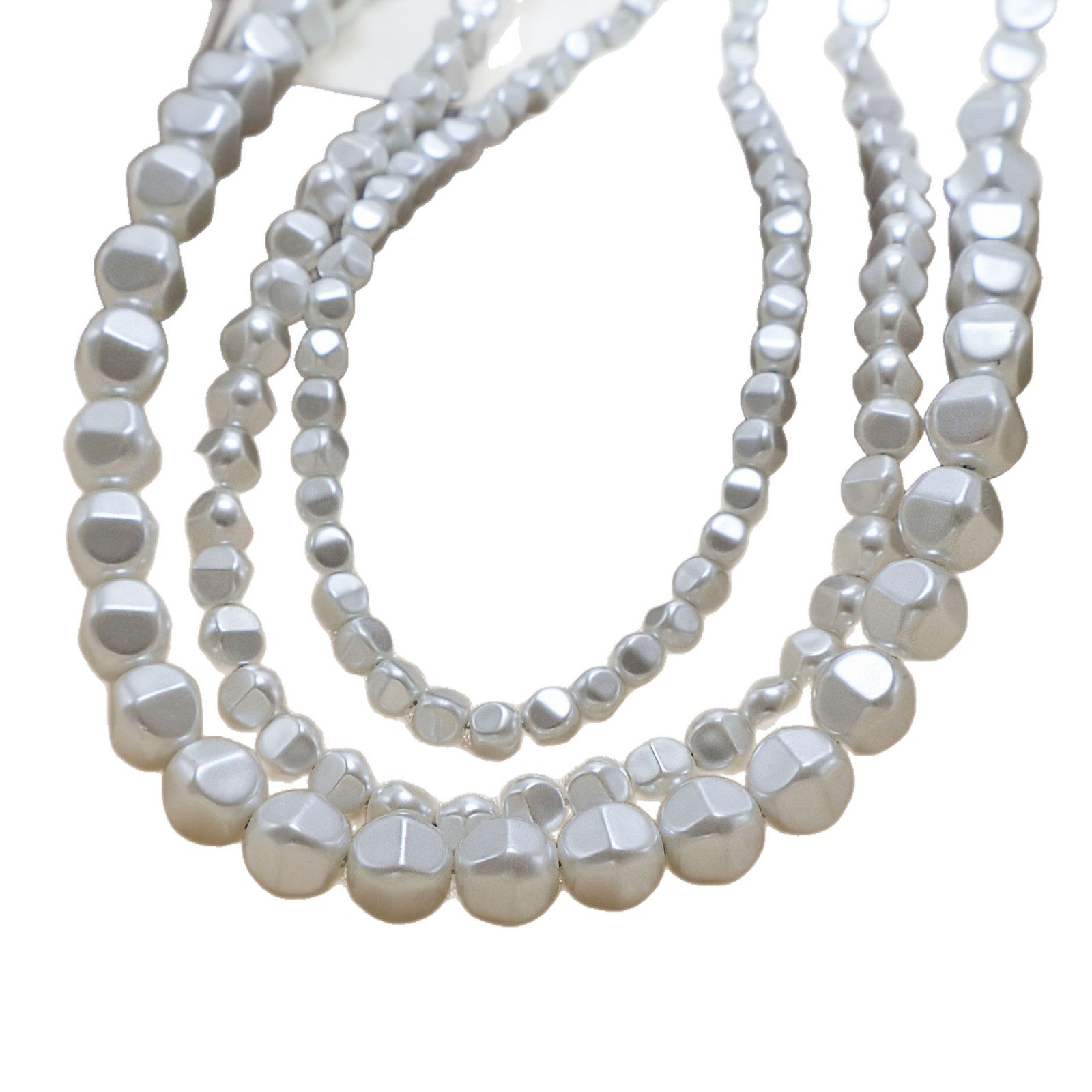 Faceted Glass Pearl Beads With Hole Size 4~4.9mm For Jewelry Making, Featuring Baroque Style