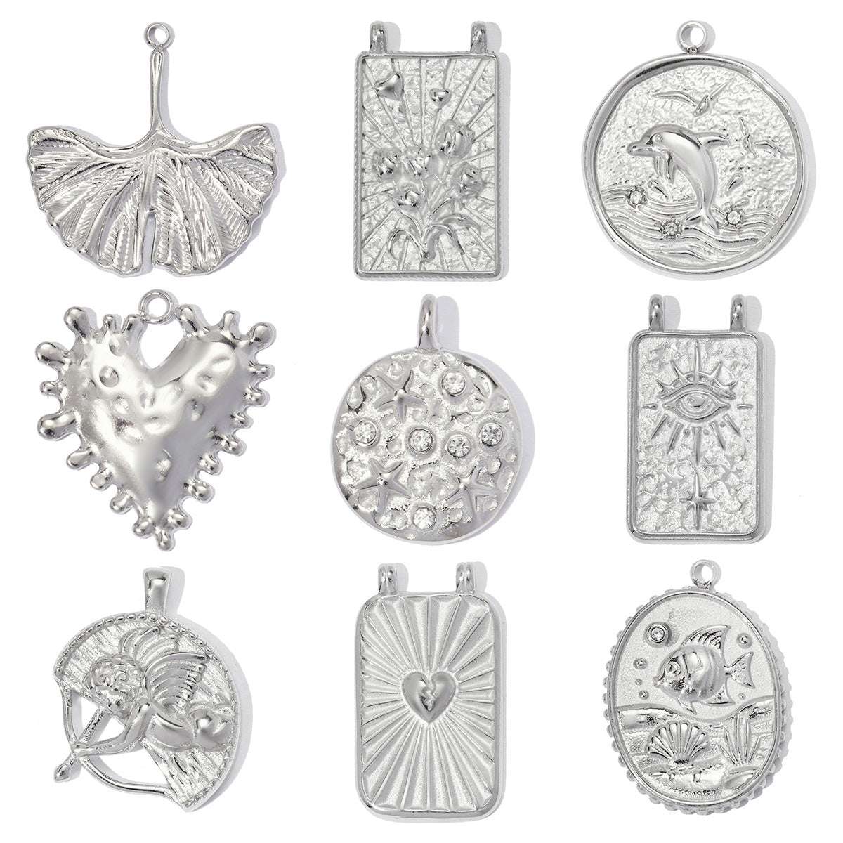 Dolphin Pendant Set Of 3 PCS With 0.03µm-0.05µm 18K Real Gold Plated PVD Coated Electroplated 304 Stainless Steel