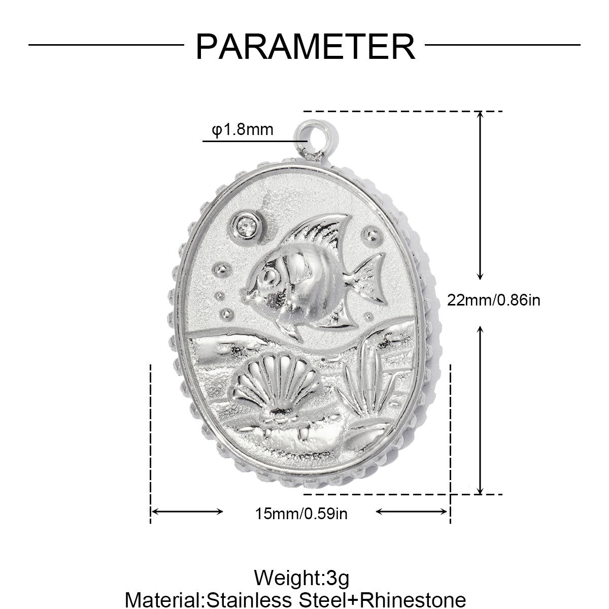 Dolphin Pendant Set Of 3 PCS With 0.03µm-0.05µm 18K Real Gold Plated PVD Coated Electroplated 304 Stainless Steel