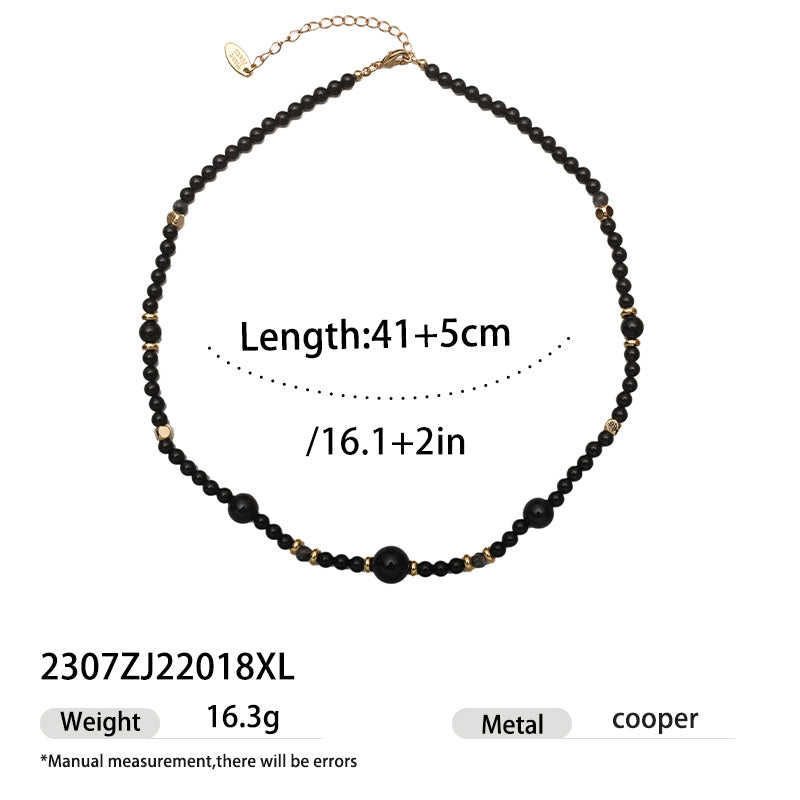 Geometric Beading Necklace For Women In Brass With 18K Real Gold Plated Water Plating And Beaded Chain