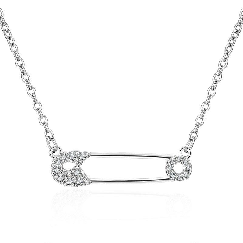 Gold Paper Clip Necklace For Women Featuring Copper Pendant And Zircon Inlay With Paperclip Chain