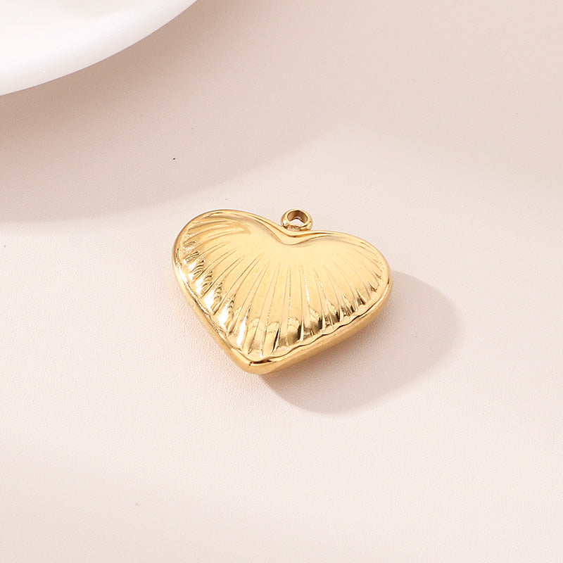Heart Shape Pendant In 304 Stainless Steel With 0.03µm 18K Real Gold Plated PVD Coated Electroplated Finish, 1 Piece