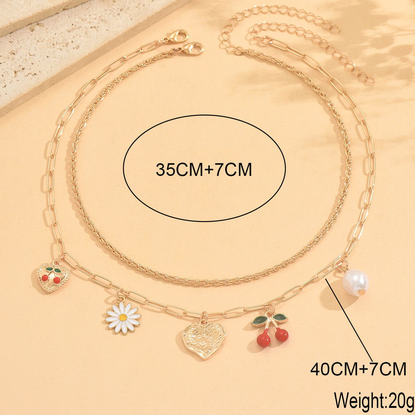Bohemian Heart Shape Layered Necklace For Women With Zinc Alloy Pendant And Paperclip Chain
