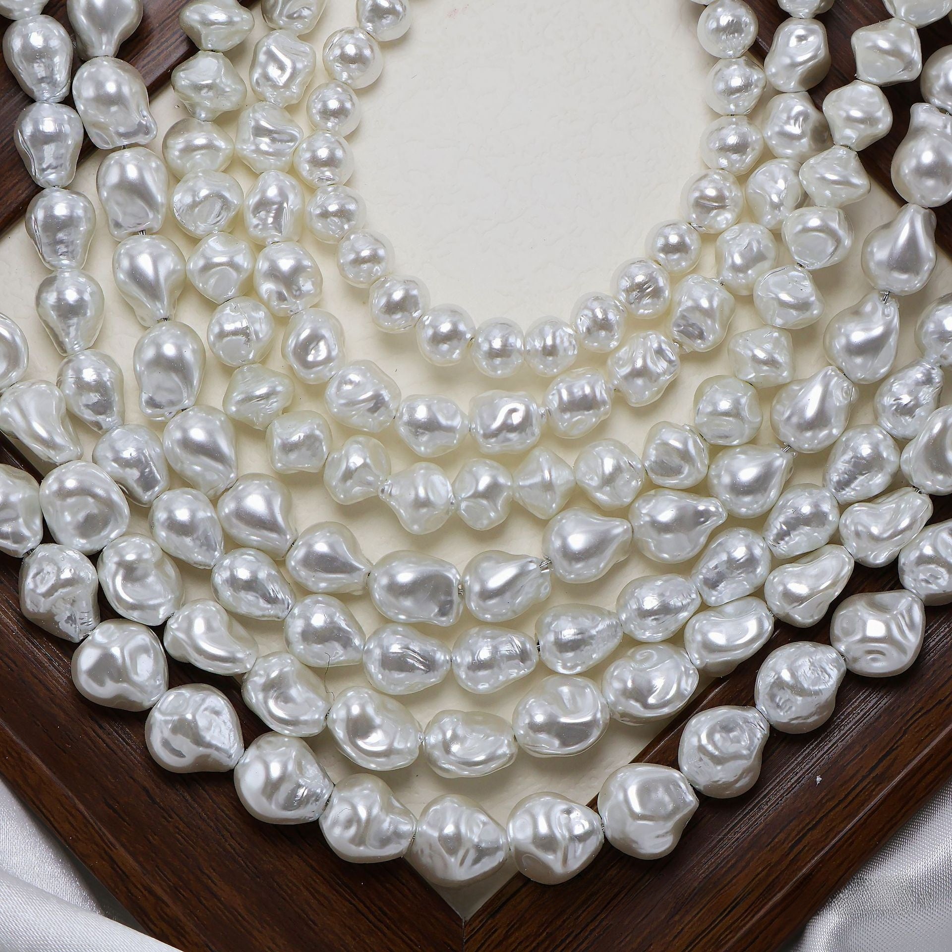 Handmade Glass Beads With Baroque Pearl Inlay, Pearl Pattern, Hole Size 6~9.9mm, Baroque Style