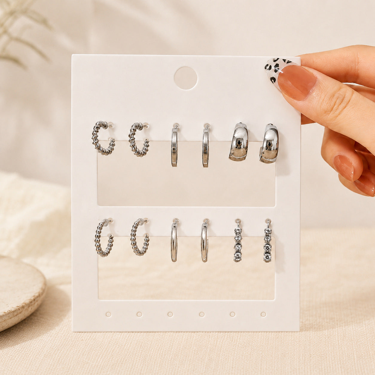 Handmade Round Stud Earrings For Women In Gold With 304 Stainless Steel Ear Pins, 1 Set Of Plastic Material