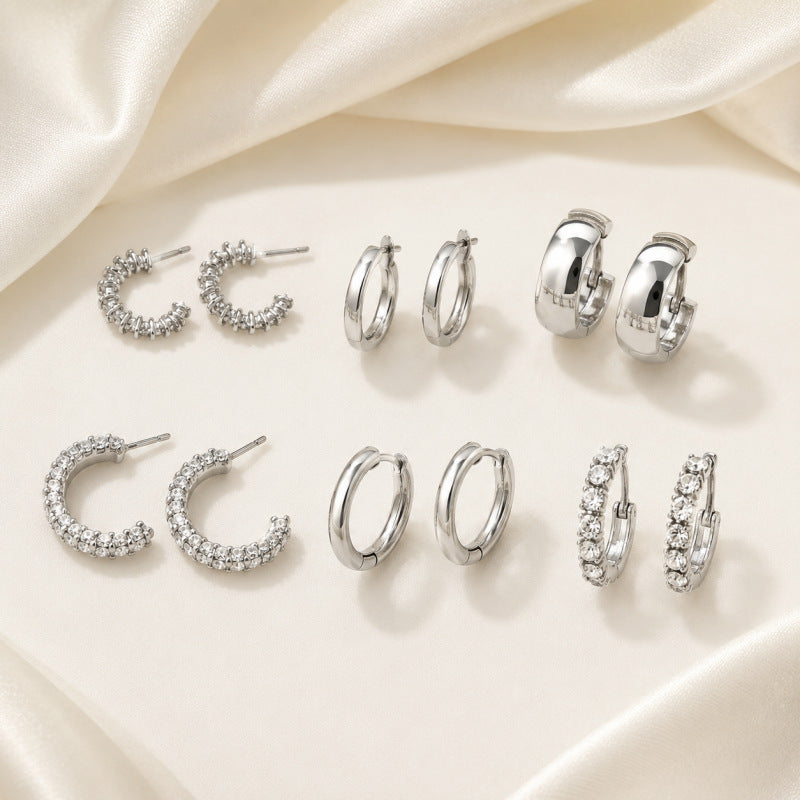 Handmade Round Stud Earrings For Women In Gold With 304 Stainless Steel Ear Pins, 1 Set Of Plastic Material