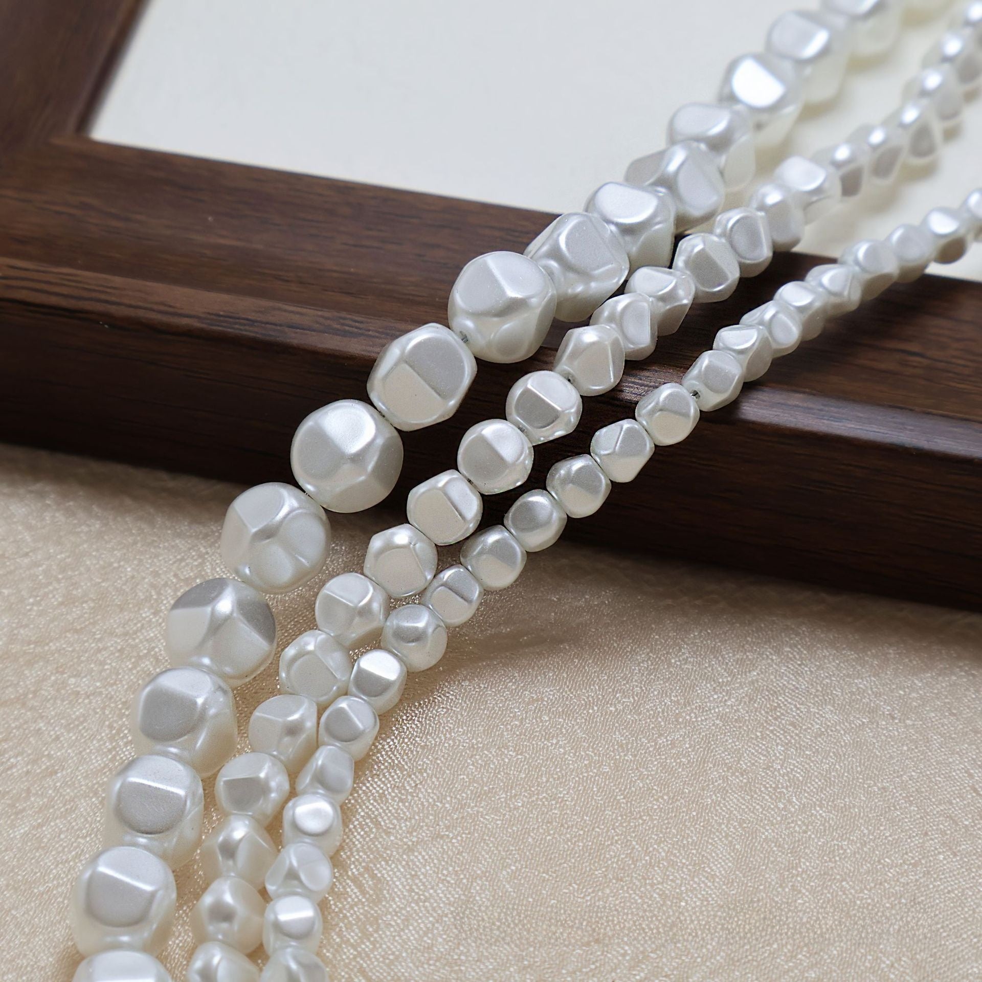 Faceted Glass Pearl Beads With Hole Size 4~4.9mm For Jewelry Making, Featuring Baroque Style