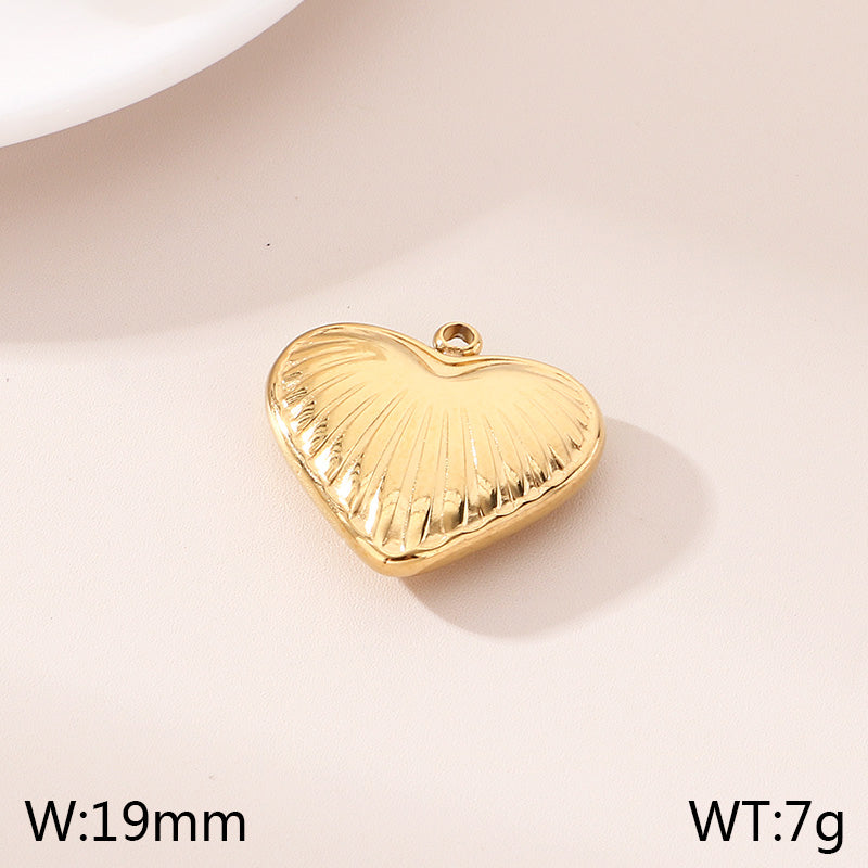 Heart Shape Pendant In 304 Stainless Steel With 0.03µm 18K Real Gold Plated PVD Coated Electroplated Finish, 1 Piece