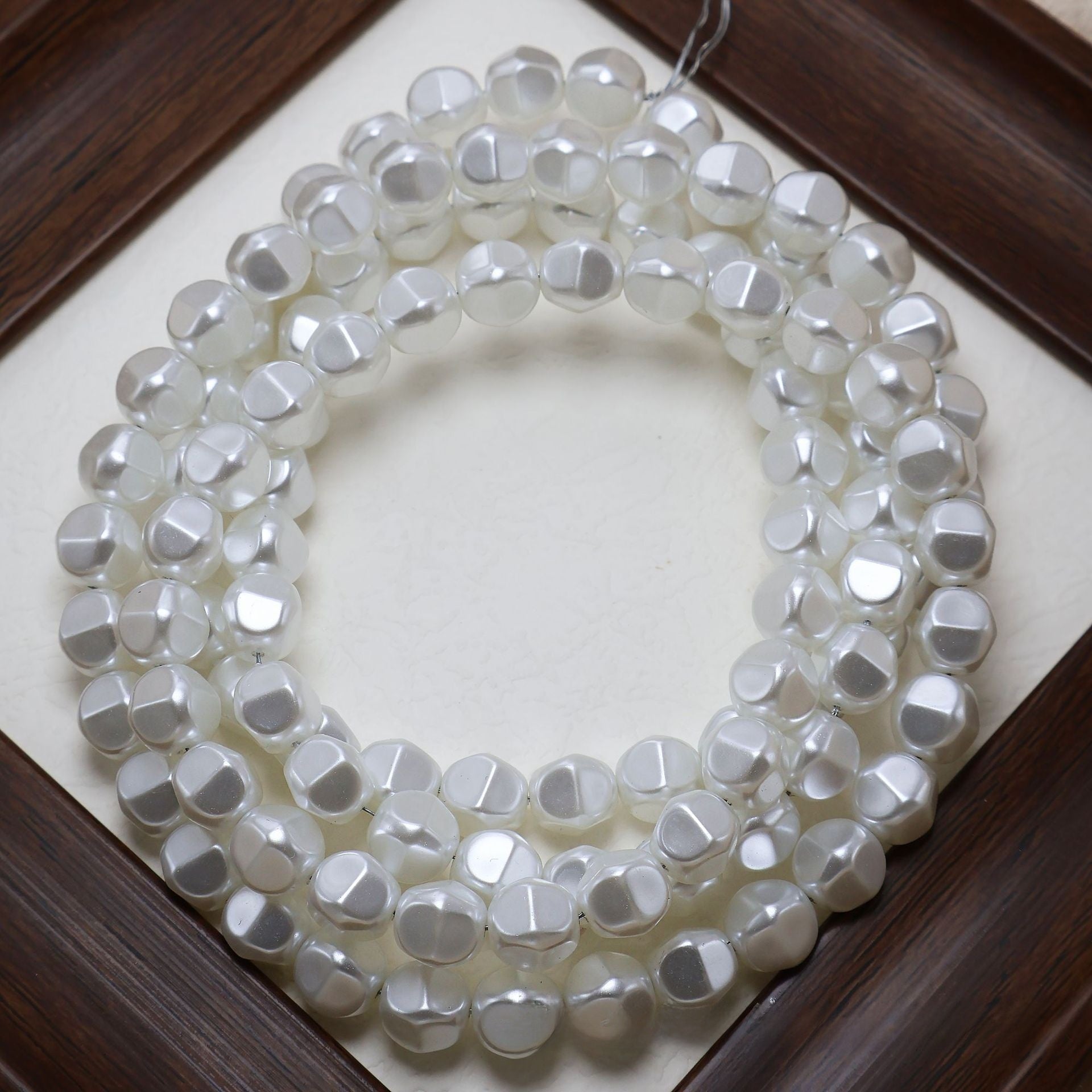 Faceted Glass Pearl Beads With Hole Size 4~4.9mm For Jewelry Making, Featuring Baroque Style