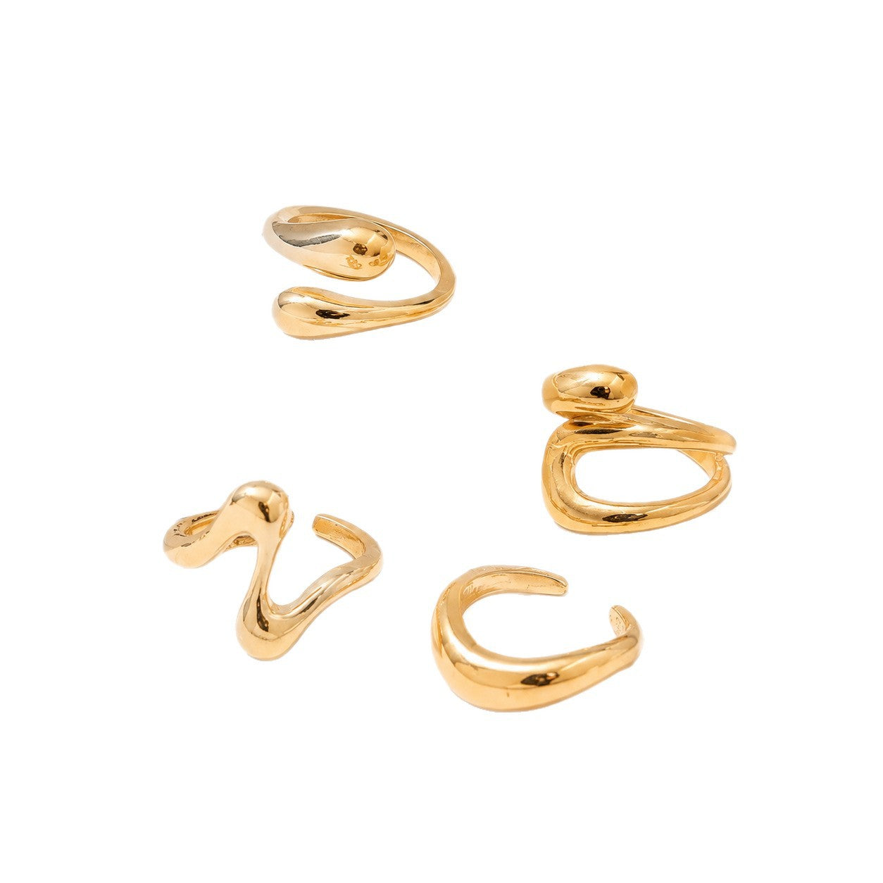 Irregular Gold Alloy Ring For Women Featuring Electroplated Craftsmanship