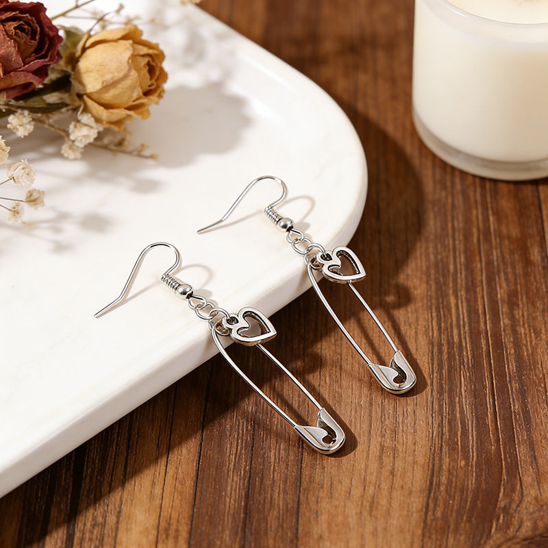 Heart Shape Stud Earrings For Women With 304 Stainless Steel Posts, Electroplated Alloy In Silver