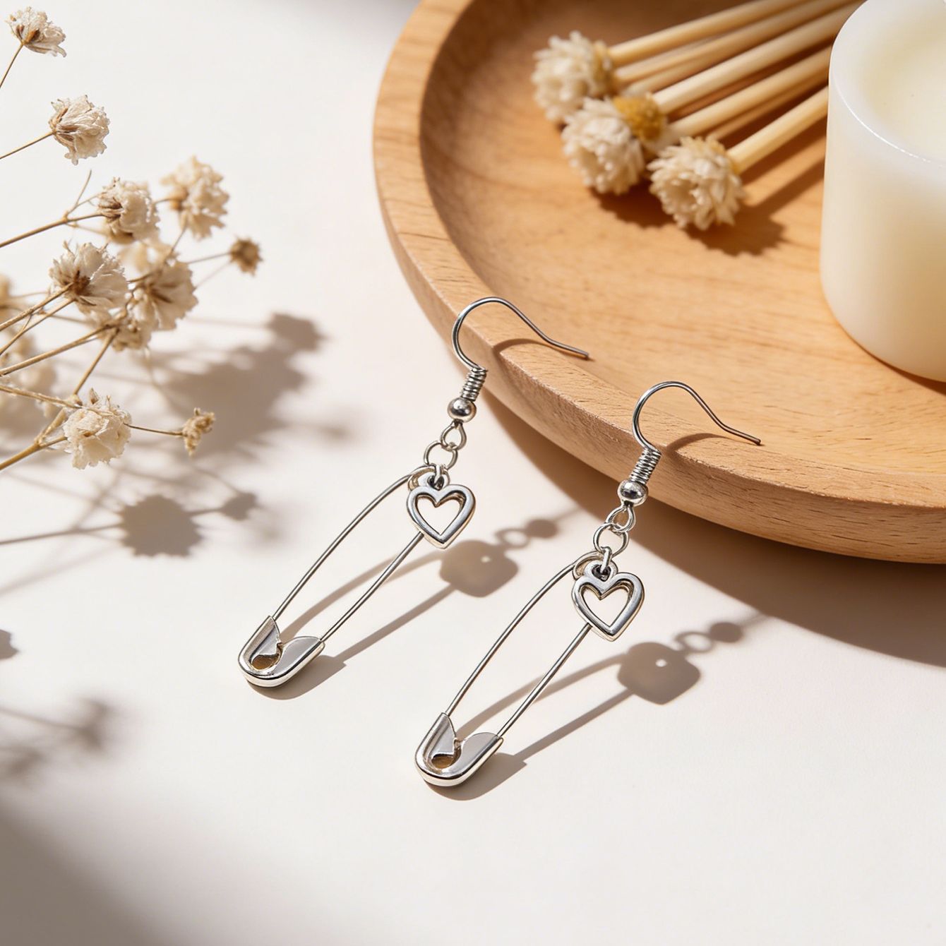 Heart Shape Stud Earrings For Women With 304 Stainless Steel Posts, Electroplated Alloy In Silver