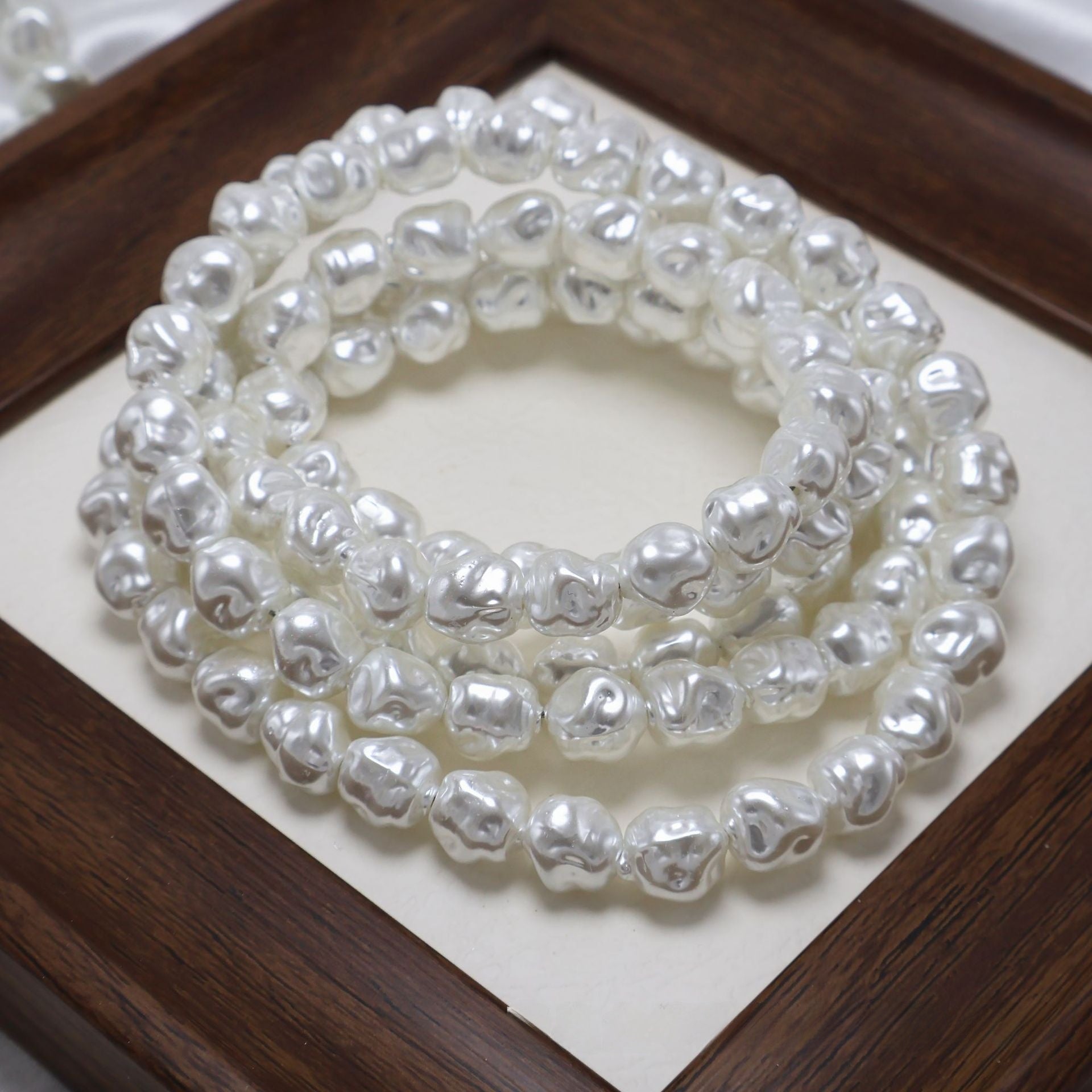 Handmade Glass Beads With Baroque Pearl Inlay, Pearl Pattern, Hole Size 6~9.9mm, Baroque Style