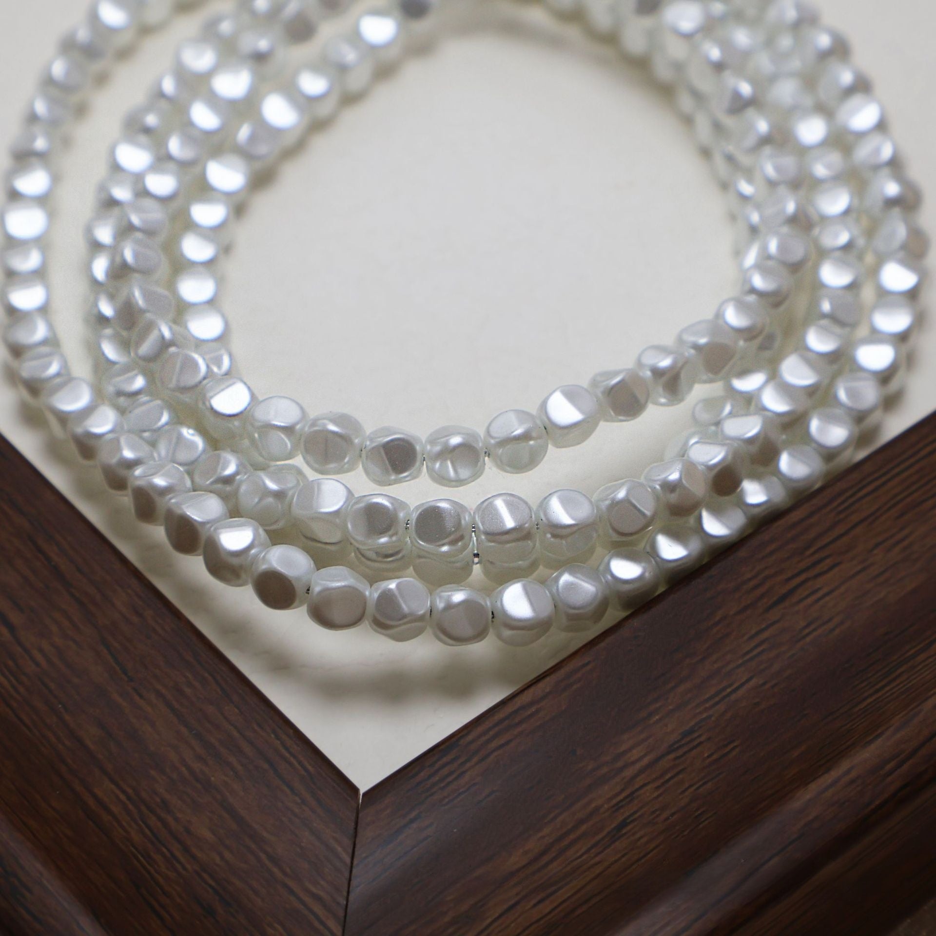Faceted Glass Pearl Beads With Hole Size 4~4.9mm For Jewelry Making, Featuring Baroque Style