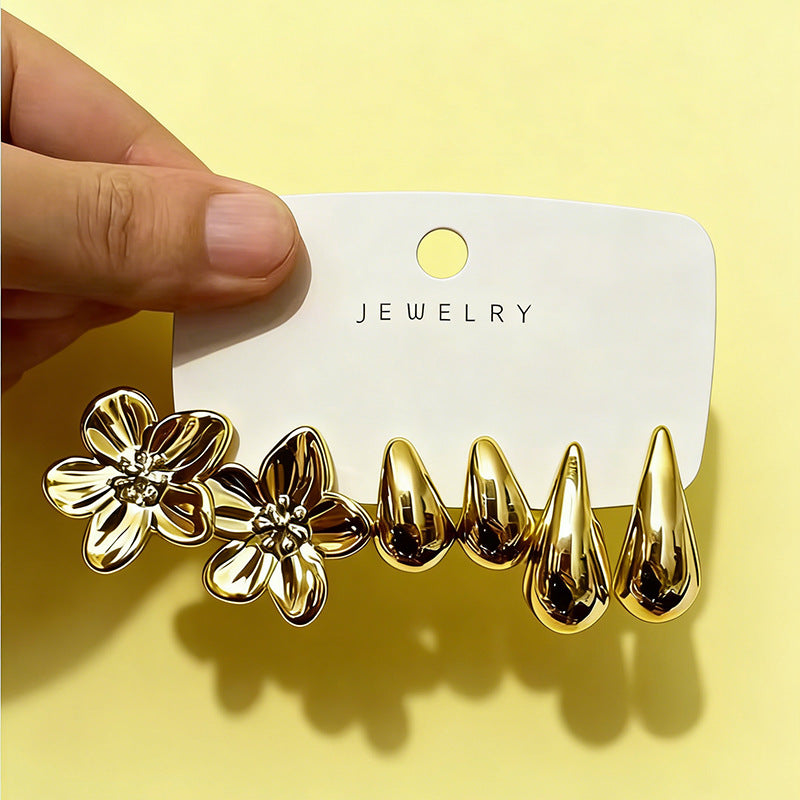Irregular Stud Earrings For Women With 304 Stainless Steel Posts, Electroplated Gold Alloy Design