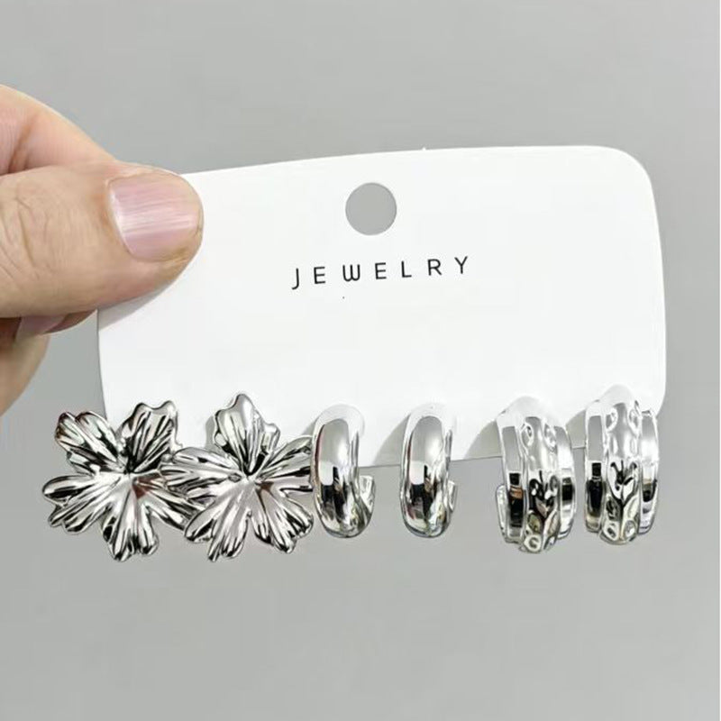 Irregular Stud Earrings For Women With 304 Stainless Steel Posts, Electroplated Gold Alloy Design