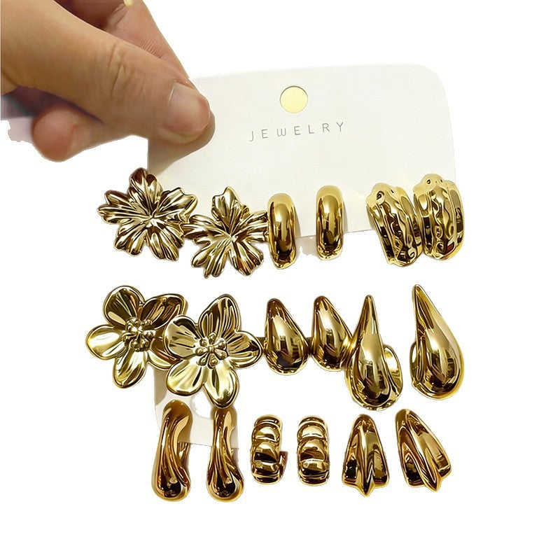 Irregular Stud Earrings For Women With 304 Stainless Steel Posts, Electroplated Gold Alloy Design